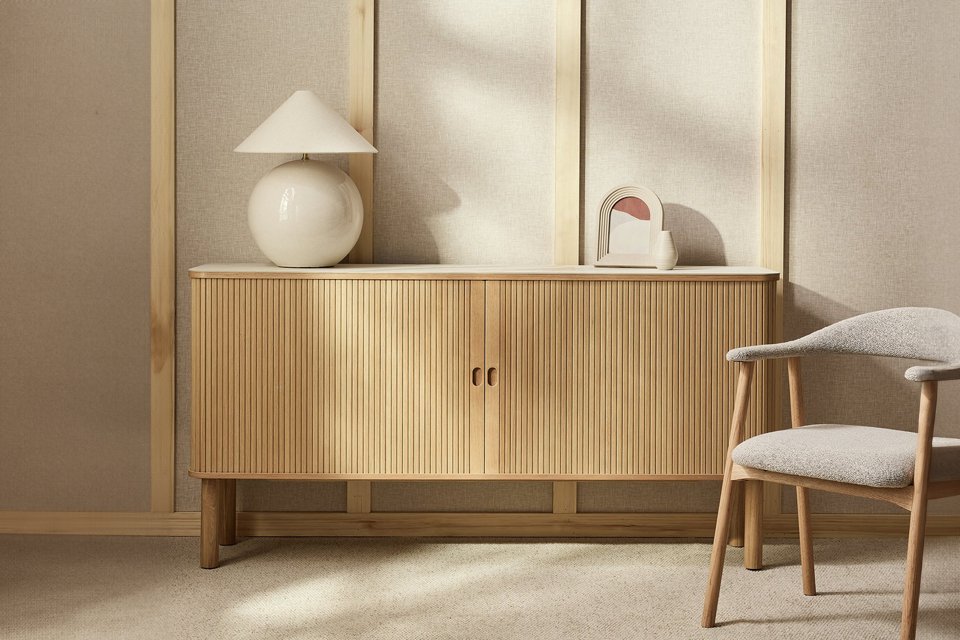 A Habitat Lex ceramic oak sideboard.
